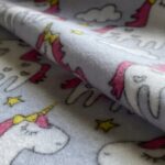 Tkanina Bawełna Flanela szara w jednorożce 150 g/m2