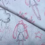 Tkanina bawełna kolor biały króliki 125 g/m2