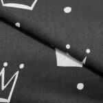 Tkanina bawełna kolor czarny w białe korony 125 g/m2