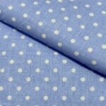 Tkanina bawełna kolor niebieski w białe kropki 125 g/m2