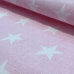 Tkanina bawełna kolor różowy w gwiazdki białe 125 g/m2