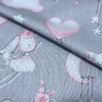 Tkanina bawełna kolor szary króliki 125 g/m2