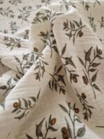 Tkanina Muślin double gaze wzór druk gałązki - 1 metr - 160 cm - obrazek 8