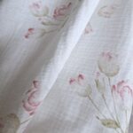 Tkanina Muślin double gaze wzór druk kwiaty - 1 metr - 160 cm