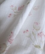 Tkanina Muślin double gaze wzór druk kwiaty - 1 metr - 160 cm