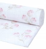 Tkanina Muślin double gauze wzór kwiaty piwonie - 1 metr - 160 cm - obrazek 2