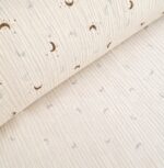 Tkanina Muślin double gauze wzór księżyce ecru - 1 metr - 160 cm - obrazek 3