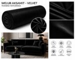 Tkanina tapicerska aksami welur velvet czarny 145 cm - obrazek 3